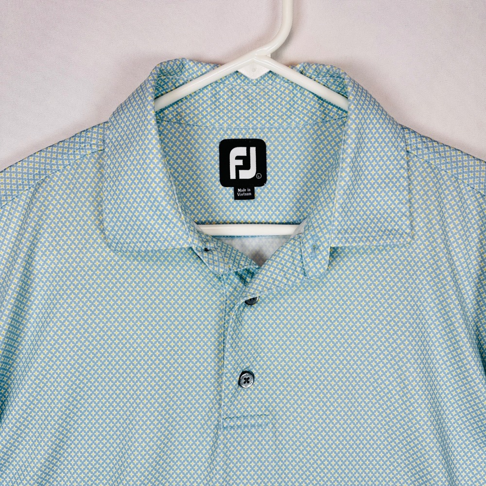 FootJoy Mens ProDry Golf Polo Shirt Blue Geometric Large Cape Fear National